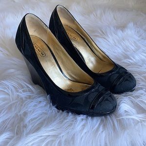 Coach Kerryann Black Wedges with box